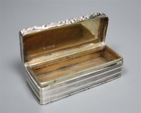 A William IV silver rectangular snuff box, Edward Smith, Birmingham, 1831, 78mm, 101.1 grams.